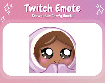 Cozy Blanket Twitch Emotes Brown Hair Girl Streaming Emotes Cute Comfy Expressions for Streamers