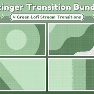 Twitch Stinger Transitions - Green Retro Lofi Pattern, Cute Green Aesthetic - Twitch Transition Green - Kawaii Sage Green Stinger Transition