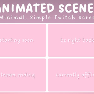 Animated Twitch Screens Pastel Pink - Twitch Streamer | Simple Minimal Overlay Pink | Starting Soon, Be Right Back, Stream Ending Scene