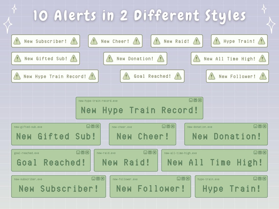 Animated Stream Alerts - Green Retro Lofi Windows Aesthetic - Twitch ...