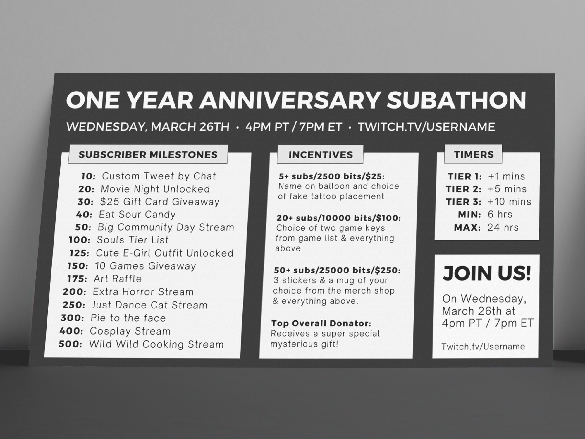 Twitch Subathon Social Media Package Twitch Event Minimal Social ...