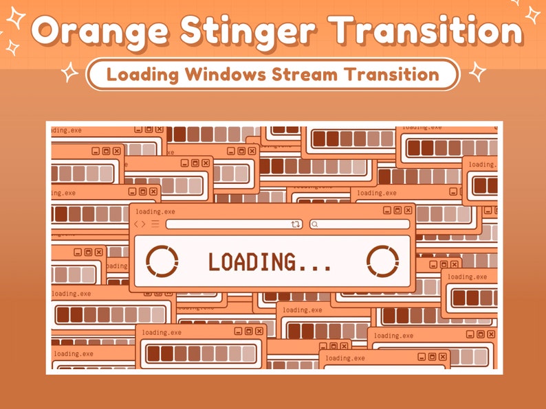 Twitch Stinger Transition Orange Retro Lofi Windows Aesthetic, Computer UI Twitch Transition Orange Peach Orange Stinger Transition image 5