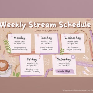 Cozy Lofi Desk Twitch Youtube Weekly Stream Schedule | Social Media ...
