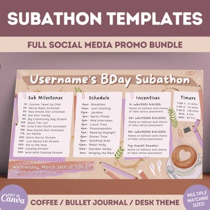 Gezellig Lofi Desk Twitch Subathon Social Media Pakket | Subathon voor Twitch-gebeurtenisstream | Koffiethema, warm comfortabel Kawaii Lofi Desk Aesthetic