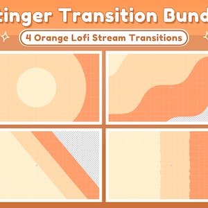 Twitch Stinger Transitions - Orange Retro Lofi Pattern, Cute Orange Aesthetic - Twitch Transition Orange - Peach Orange Stinger Transition