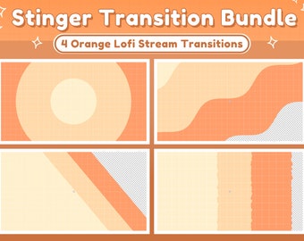 Twitch Stinger Transitions - Orange Retro Lofi Pattern, Cute Orange Aesthetic - Twitch Transition Orange - Peach Orange Stinger Transition