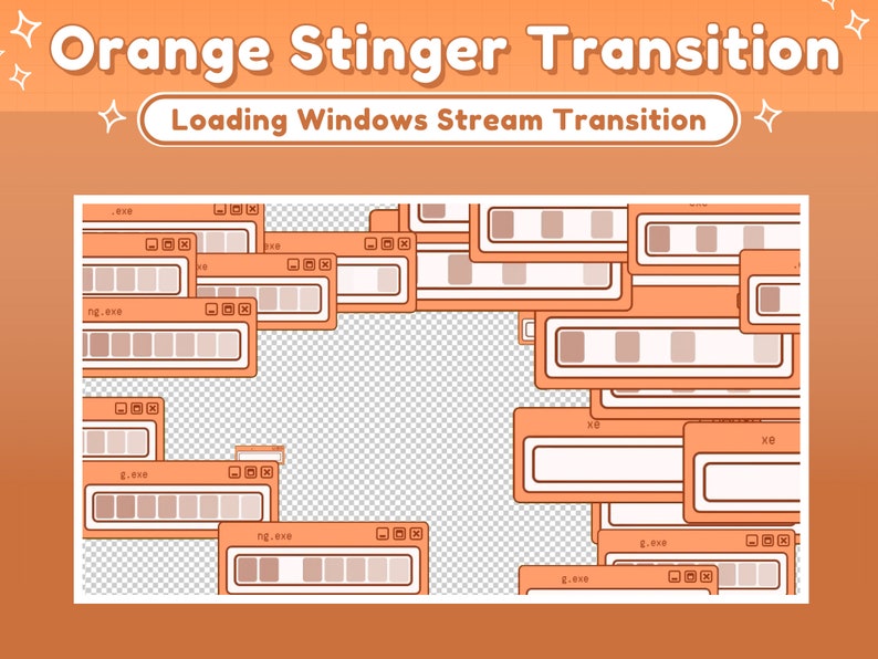 Twitch Stinger Transition Orange Retro Lofi Windows Aesthetic, Computer UI Twitch Transition Orange Peach Orange Stinger Transition image 6