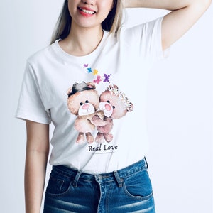 Ositos Enamorados T-Shirt Cute Bear Couple Valentine&#39;s Day Tee Romantic Gift for Him or Her Love-Themed Graphic Shirt