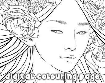Thalia - colouring page, colouring for adults, colouring book meditation, printable colouring page, digital colouring page, JPG, PDF,