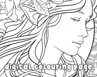 Sascha - colouring page, colouring for adults, colouring book meditation, printable colouring page, digital colouring page, JPG, PDF,