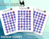 Two sheets Emoticons stickers, Pinky Purple emoji, decorative stickers for planner, journal, BUJO, original designs kiss cut matte sticker
