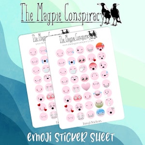 Pegatinas de emoticonos de dos hojas, emoji rosa pálido, pegatinas decorativas para planificador, diario, BUJO, diseños originales pegatina mate de corte de beso