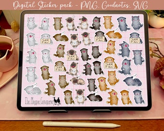 Digital download printable funny cat stickers for iPad | Planning and journaling Goodnotes. Notability OneNote download, print and cut, PNG