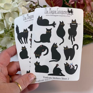 Voidcats stickers, black cat, decorative stickers for planner, journal, scrapbooking original illustrations kiss cut matte sticker sheet image 3