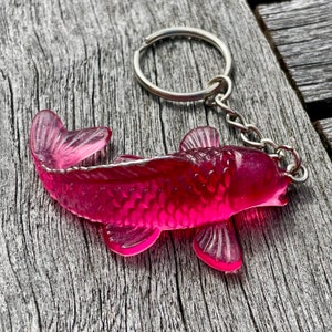 Ruby Red Koi Fish Keyring, Resin koi fish charm with silver hardware great gift for fish lover image 7