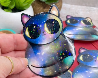 Galaxy Cat Sticker: Large Holo Laminated Waterproof Decal