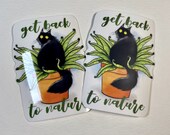 Nature sticker Floof Edition - funny cat sitting in a plant, water bottle decal laptop sticker laminated waterproof sticker original art
