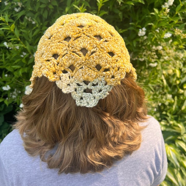 Dragon Scale Boho Crochet kerchief Pattern. Crochet Bandana Pattern, Crochet Hair Scarf Pattern, Summer Crochet Pattern