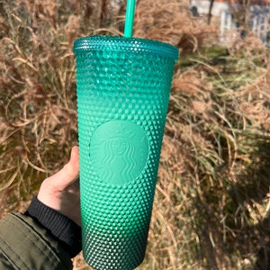 Starbucks 2022 Holiday Mint green Gradient Studded Ombré 24oz Tumbler