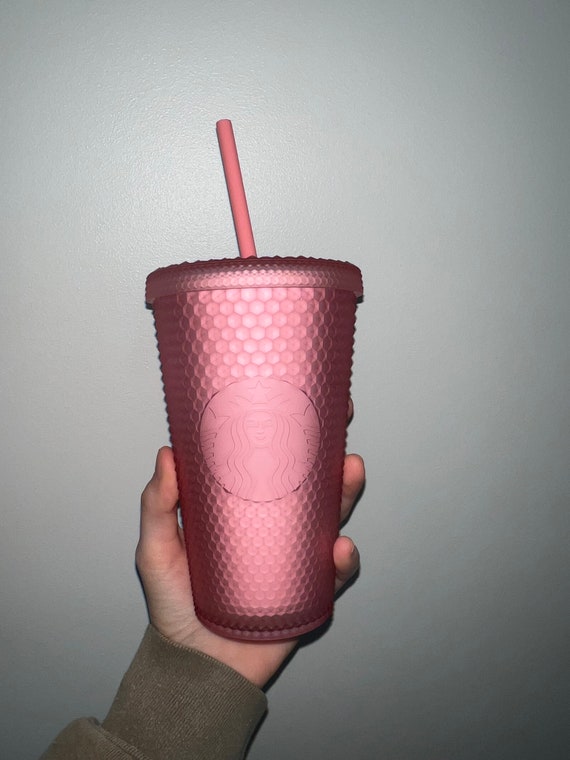 Starbucks Hot Pink Studded Tumbler with sticker Replacement straw