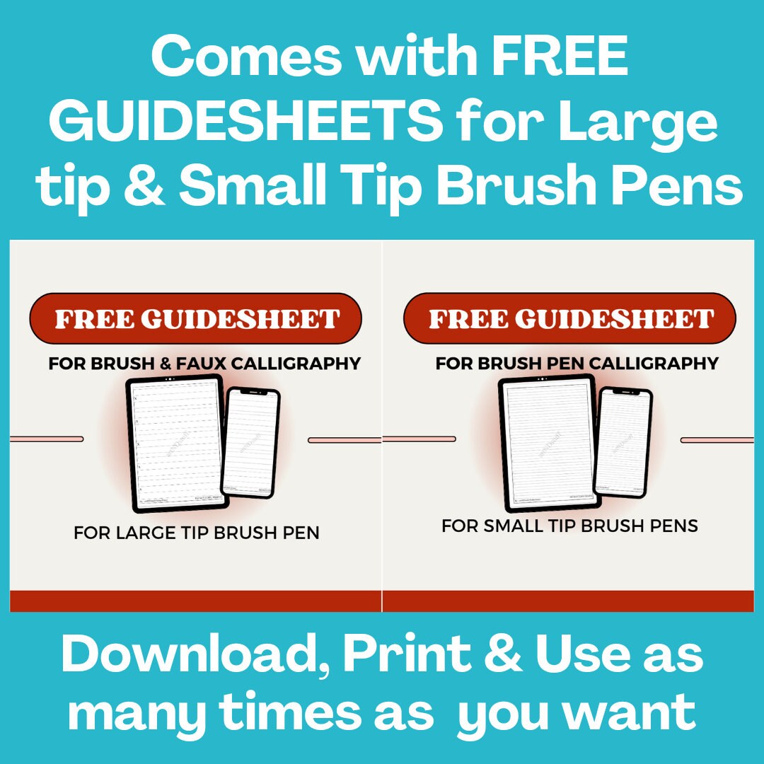 Brush Lettering Printable Calligraphy Worksheets With FREE GUIDESHEETS ...