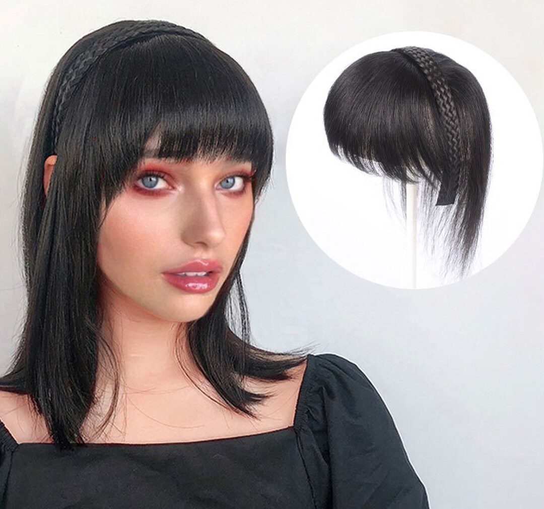 Real Hair Wig Pieces Hair Band Bangs 3d Hair Pieces Etsy
