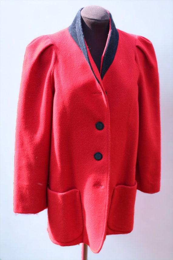 Womens Vintage 1990s Red/Black Wool Jacket Size 8