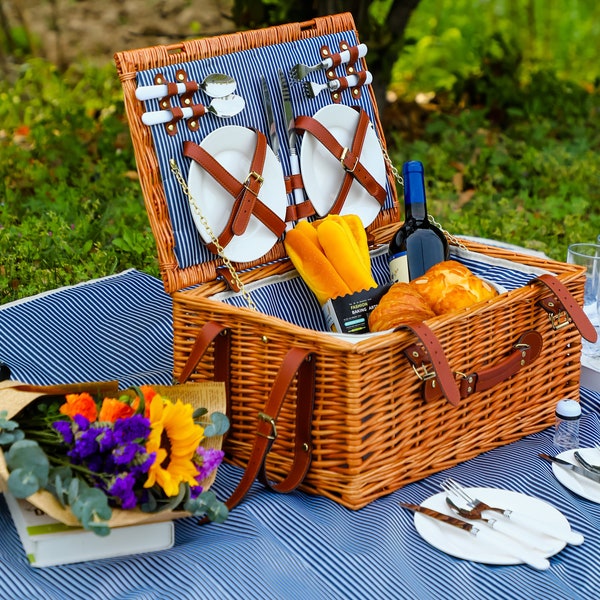 Wicker Picnic Basket Etsy