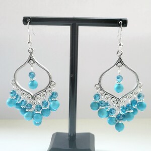 Edelstein Ohrringe, Türkis baumeln Tropfen, blaue Halbedelstein Schmuck, Geburtstagsgeschenk für Sie