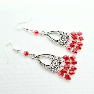 Chandelier earrings, filigree dangle drop earrings, variety of colours available, gift for birthday,  for her