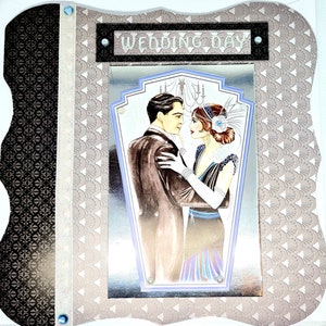 Tarjeta Art Decó, tarjeta vintage, tarjeta de día de boda, felicitaciones de boda, para hija, nieta, hijo, hermana, hermano, tía, tío