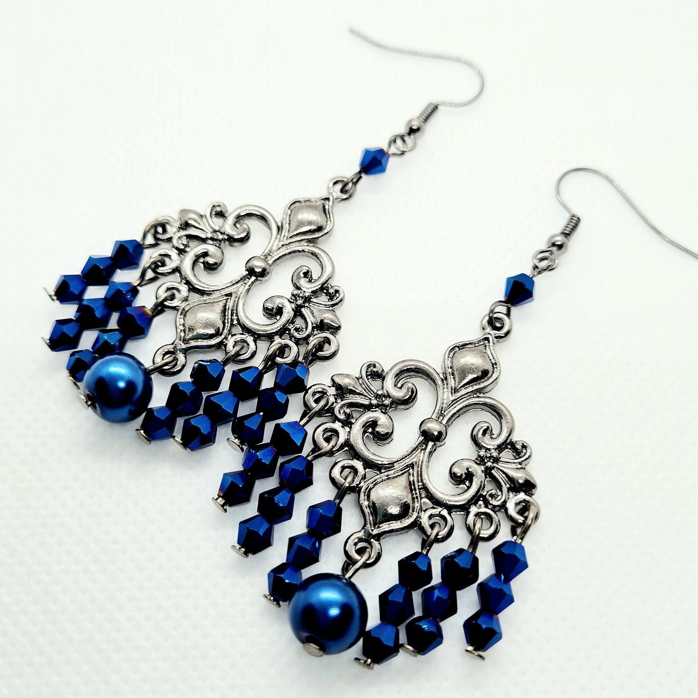Georgous Black Fligree Chandelier Earrings, Timeless Elegance, Ideal ...