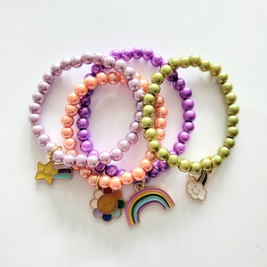 Pulseras de colores con dijes para niños, pulsera infantil personalizada con arcoíris, regalo de mejores amigas, joyas para niñas, para cumpleaños, para niñas