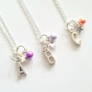 Collar de estrella de plata, personalizado, collar con inicial, mejor amiga, regalo para bautizo, niña de las flores, comunión, cumpleaños, para niñas
