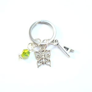 Custom butterfly keyring charm, personalised initial charm, for her