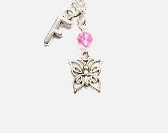 Personalized Butterfly Necklace and Earrings, Kids Silver Plated Jewelry