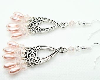 Pendientes de araña hechos a mano, colgantes de perlas en forma de lágrima, filigrana de plata, regalo de cumpleaños para ella