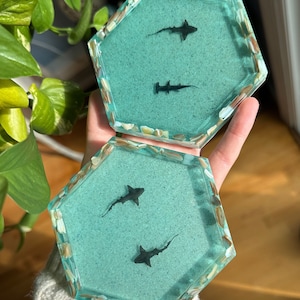 Shark Week * ONE small tray / coaster * (not a set)