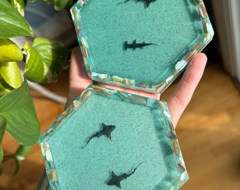 Shark Week * ONE small tray / coaster * (not a set)