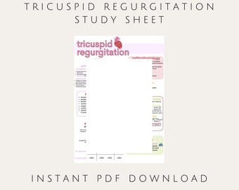 Tricuspid Regurgitation Study Sheet | Echocardiography, Cardiology, Anatomy