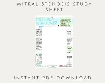 Mitral Stenosis Study Sheet | Echocardiography, Sonography, Cardiology, Nursing