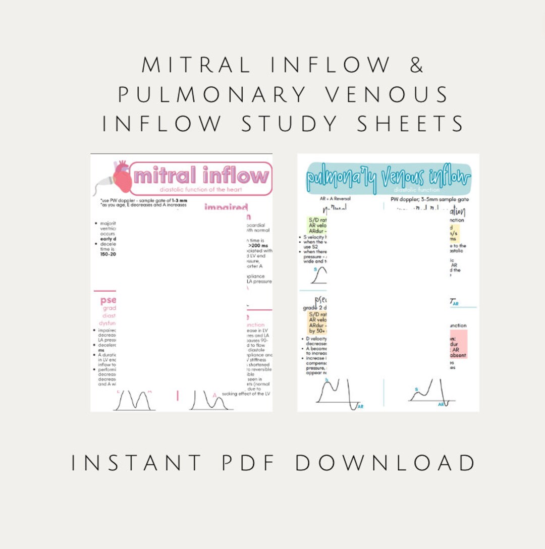 Venous Inflow Classification Mitral Valve & Pulmonary Venous Inflow, Diastolic Function ...