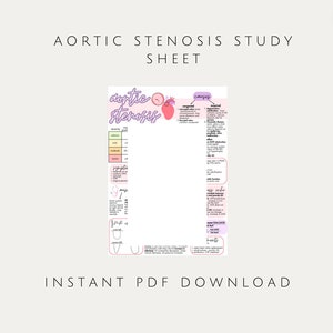 Aortic Stenosis Study Sheet | Echocardiography, Cardiology, Nursing, Anatomy and Physiology