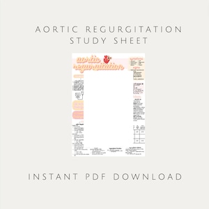 Aortic Regurgitation Study Sheet | Echocardiography, Cardiology, Nursing, Anatomy and physiology