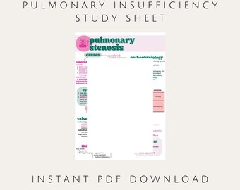 Pulmonary Stenosis Study Sheet | Echocardiography, Ultrasound, Cardiology