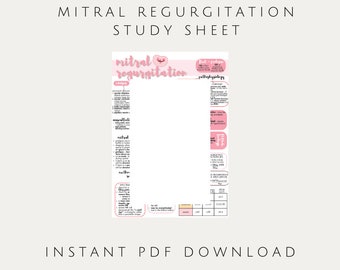 Mitral Regurgitation Study Sheet | Echocardiography, Cardiology, Anatomy