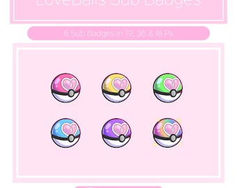 Pokémon LoveBall Sub Badges for Twitch/YouTube/Discord | Bit Badges | Twitch Sub Badges | Stream | Discord Roles