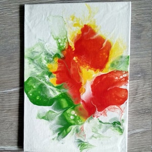 Abstrakte Blume Flower Dip Original Malerei - "Postkarten Malerei" im A5 Format