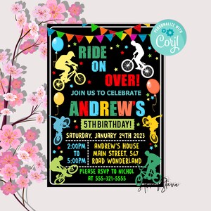 Bmx Bike Invitation,Bmx Bike Birthday Invitation,Bmx Bike Birthday,Bike Birthday Party,Bike Invitation