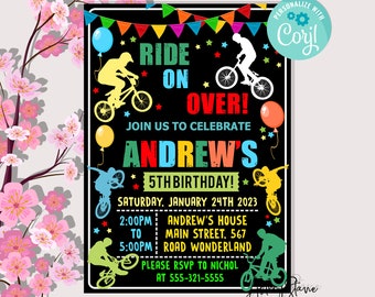 Bmx Bike Invitation,Bmx Bike Birthday Invitation,Bmx Bike Birthday,Bike Birthday Party,Bike Invitation
